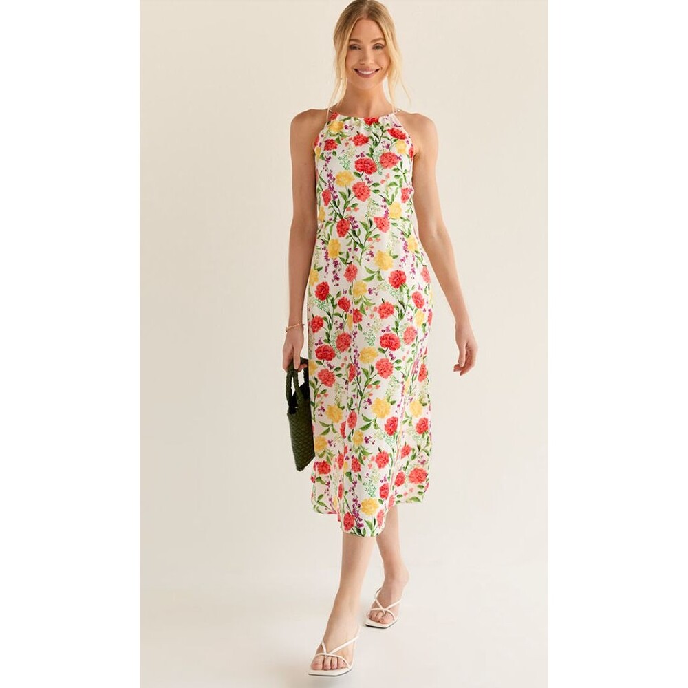 NWT Francesca's Johnie Halter Dress Sz XL Floral Midi Cottagecore Girly - Picture 3 of 16